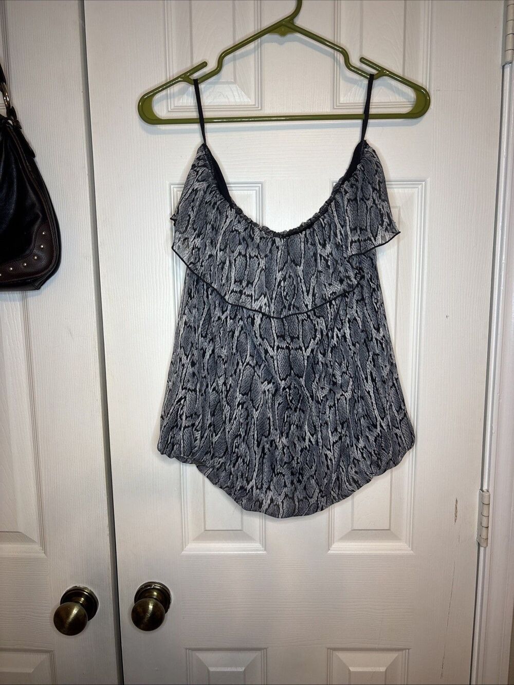 Vintage Dots Large Snakeskin Print Ruffle Tube Peplum Top Festival Y2K Sexy Cute